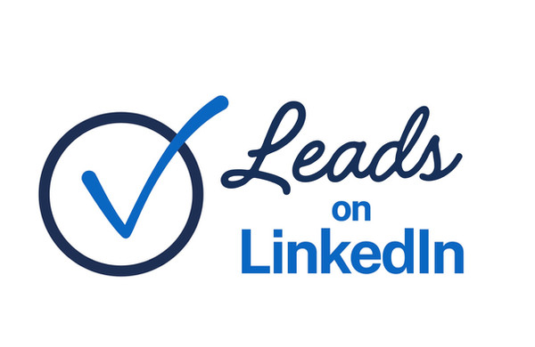 A cursive logo with a checkmark for the program "Leads on LinkedIn"